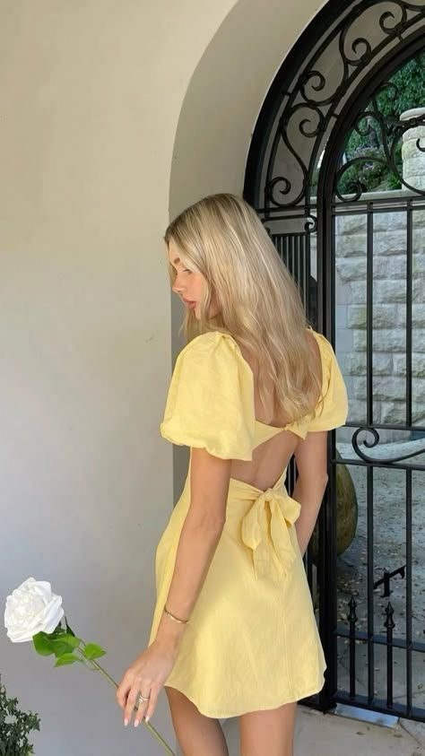 Yellow Sunlit Puff Dress